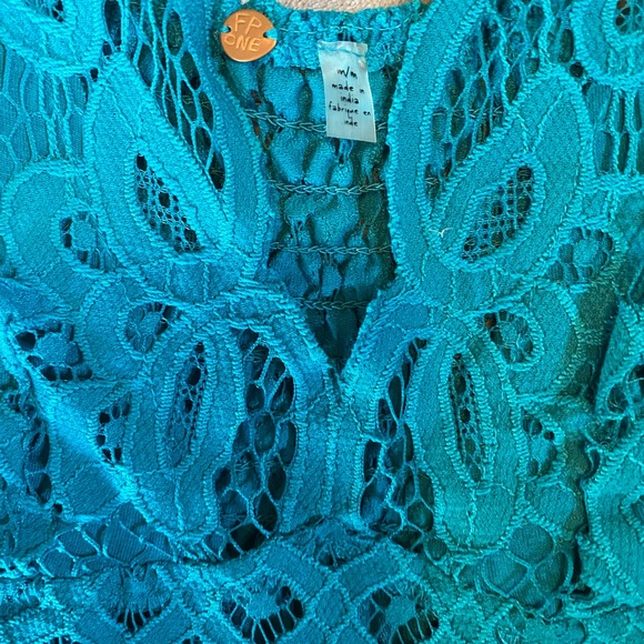 Free People Adella Lace Cami Teal Size M - Picture 7 of 8